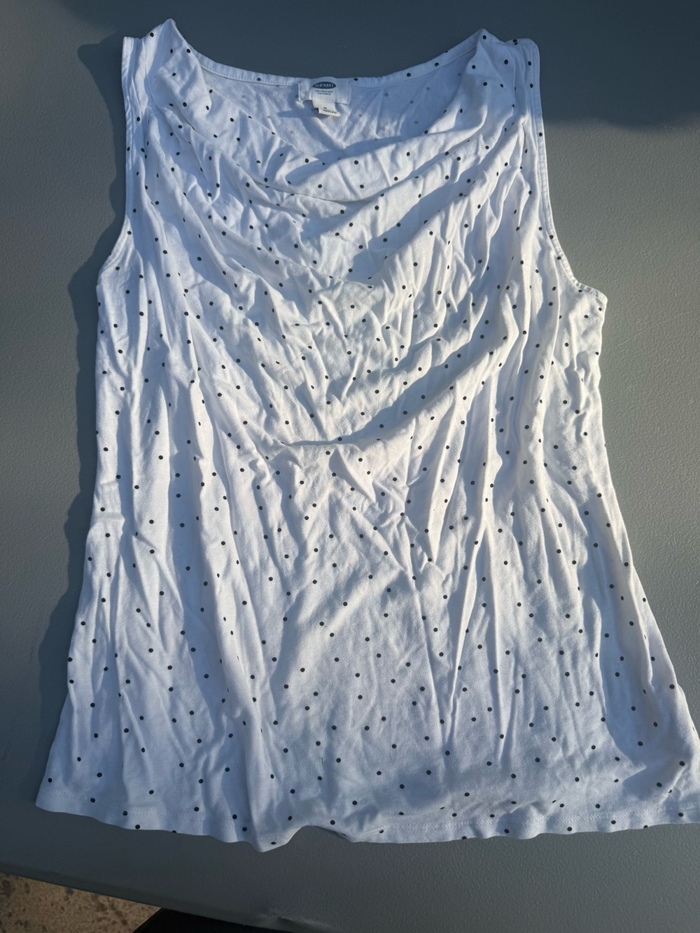 Old Navy White Sleeveless Tank with Black Polka Dots